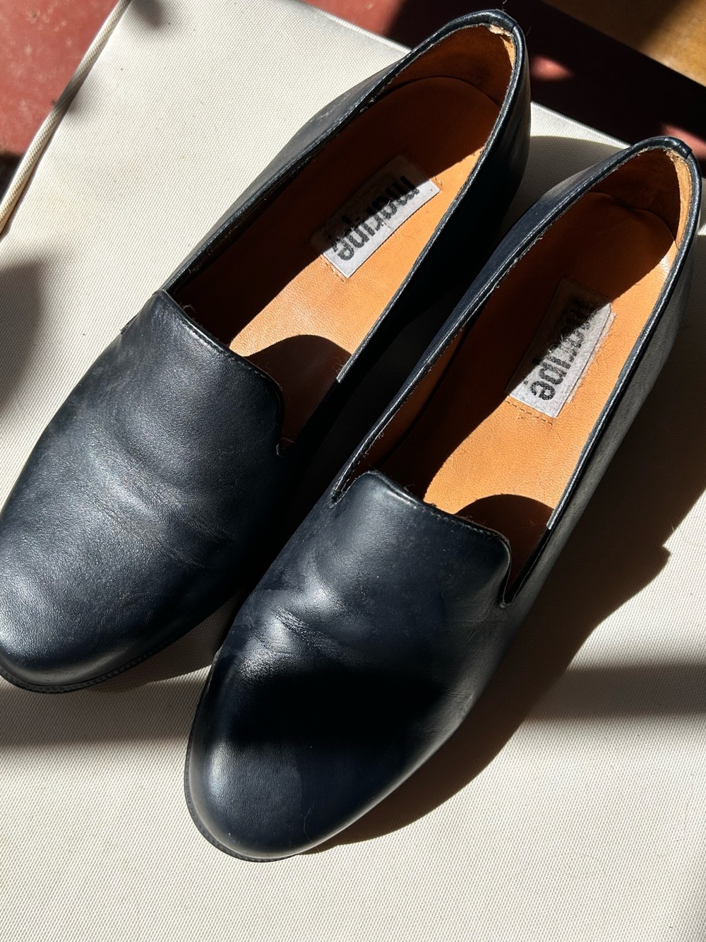 Marie Black Leather Slip-On Flats size 8